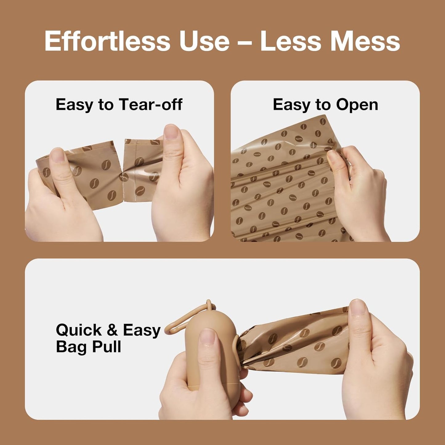 Dog Poop Bags Dispenser with Coffee Scented Waste Bags, 105 Counts | Leak Proof, Extra Thick & Strong Pet Waste Bags for Dogs and Cats, 1 Holder and 7 Rolls