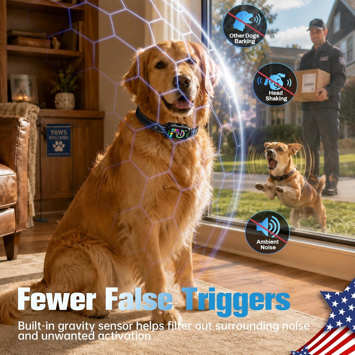 Dog Bark Collar for Large Medium Small Dogs | IP67 Waterproof 8-Level Sensitivity - Slate Black
