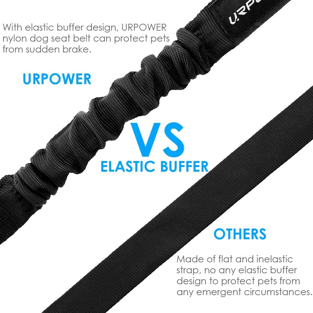 Retractable Dog Seat Belt, Adjustable Safety Belt, 2 Pack | Elastic Bungee, Heavy Duty, 360° Swivel, Fits Most Vehicles, Small to Large Dogs, Zinc Alloy Clip