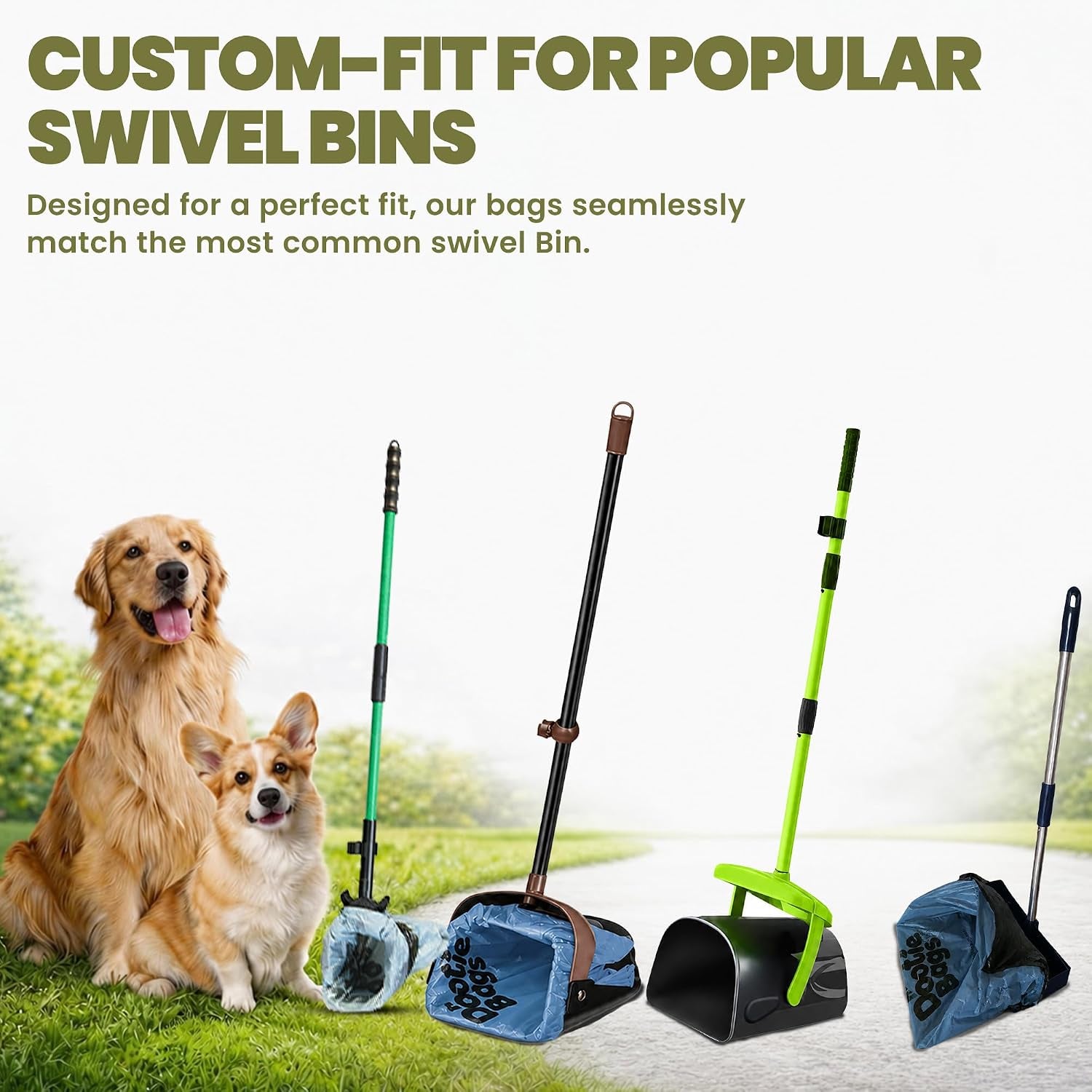 HEAVY Dootie Bags with EZ Tie Handles. Clean and Convenient for Pet Dog Poop, Cat Litter. Multi-Use. Great for Swivel Bin and  Scoopers. Made with Cornstarch. Strong, Leakproof and Very Large