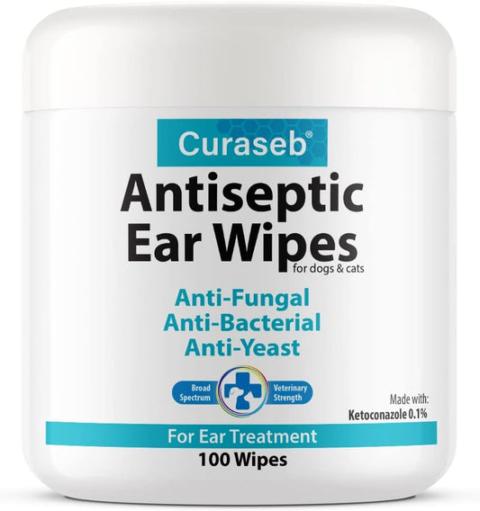 Cat & Dog Ear Infection Treatment Wipes – Soothes Itchy & Inflamed Ears – Cleans Debris and Buildup – 100 Count