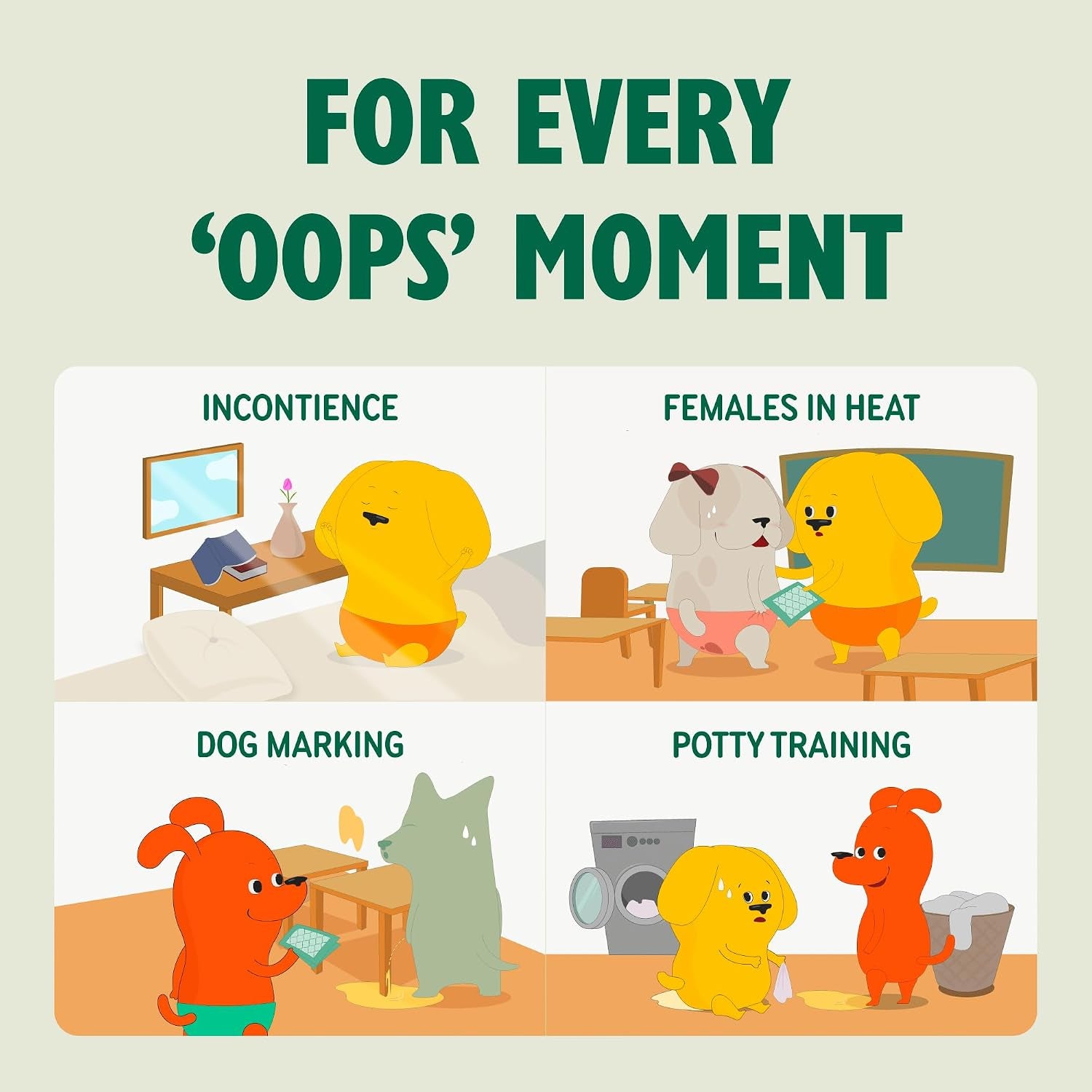 Dog Diaper Liners, Booster Pads for Male & Female Dogs, 100Ct, XS | Extra Leak Protection