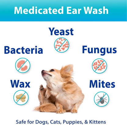 Curaseb Dog Ear Infection Treatment Solution – Soothes Itchy & Inflamed Ears – Cleans Debris and Buildup - 8Oz