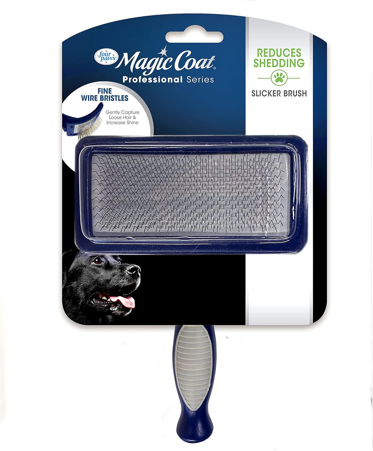 Magic Coat Professional Series Grooming Brush for Dogs & Cats, Reduces Shedding, Stimulates Coat'S Natural Oils, Ergonomic Design, Ideal for Medium, Long, Curly, and Wiry Coats | Reduces Shedding, Fine Wire Bristle Dog Brush, Captures Loose Hair & Increas