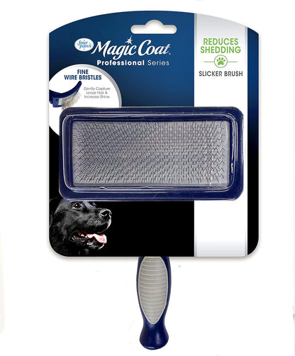 Magic Coat Professional Series Grooming Brush for Dogs & Cats, Reduces Shedding, Stimulates Coat'S Natural Oils, Ergonomic Design, Ideal for Medium, Long, Curly, and Wiry Coats | Reduces Shedding, Fine Wire Bristle Dog Brush, Captures Loose Hair & Increas