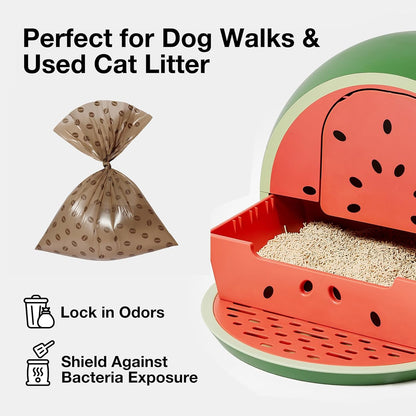 Dog Poop Bags Dispenser with Coffee Scented Waste Bags, 105 Counts | Leak Proof, Extra Thick & Strong Pet Waste Bags for Dogs and Cats, 1 Holder and 7 Rolls