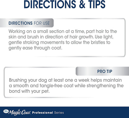 Magic Coat Professional Series Grooming Brush for Dogs & Cats, Reduces Shedding, Stimulates Coat'S Natural Oils, Ergonomic Design, Ideal for Medium, Long, Curly, and Wiry Coats | Reduces Shedding, Fine Wire Bristle Dog Brush, Captures Loose Hair & Increas