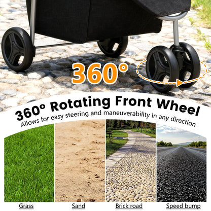 | 3-Wheel Pet Stroller | Dog and Cat Stroller | Breathable Mesh | Lightweight Travel Carrier | Waterproof & Foldable Design | Storage Basket | Black | for Daily Walks & Outdoor Use | Breathable Mesh | Lightweight, Waterproof Travel Carrier with Cup Holder & Storage Basket | for Daily Walks & Outdoor Use
