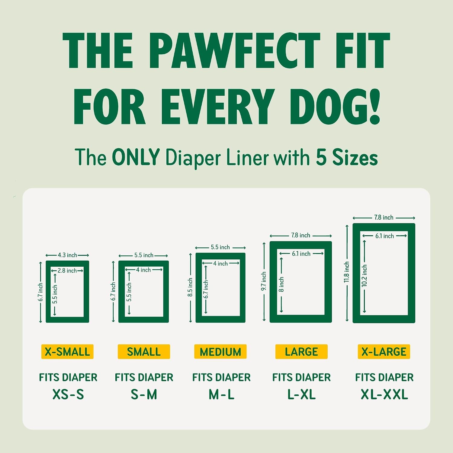 Dog Diaper Liners, Booster Pads for Male & Female Dogs, 100Ct, XS | Extra Leak Protection