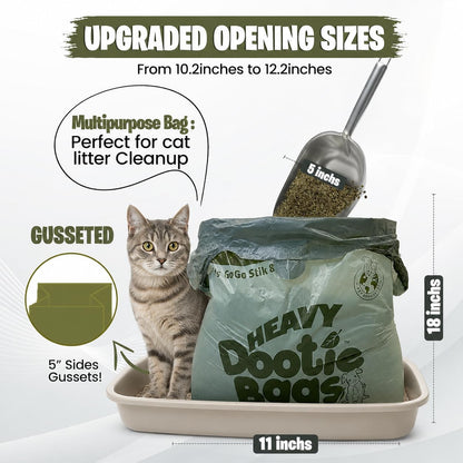 HEAVY Dootie Bags with EZ Tie Handles. Clean and Convenient for Pet Dog Poop, Cat Litter. Multi-Use. Great for Swivel Bin and  Scoopers. Made with Cornstarch. Strong, Leakproof and Very Large