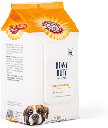 Heavy Duty Multipurpose Dog Wipes, Mango, 100 Count | Paw and Butt Wipes Clean, Deodorize, and Freshen Coat and Skin between Baths
