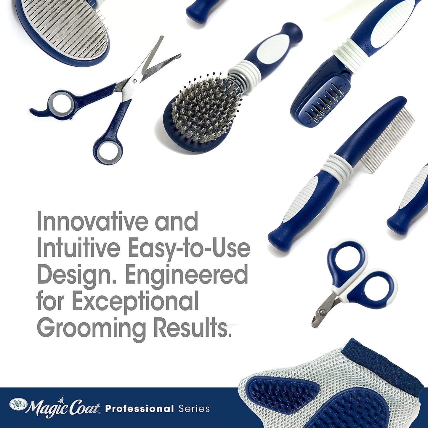 Magic Coat Professional Series Grooming Brush for Dogs & Cats, Reduces Shedding, Stimulates Coat'S Natural Oils, Ergonomic Design, Ideal for Medium, Long, Curly, and Wiry Coats | Reduces Shedding, Fine Wire Bristle Dog Brush, Captures Loose Hair & Increas