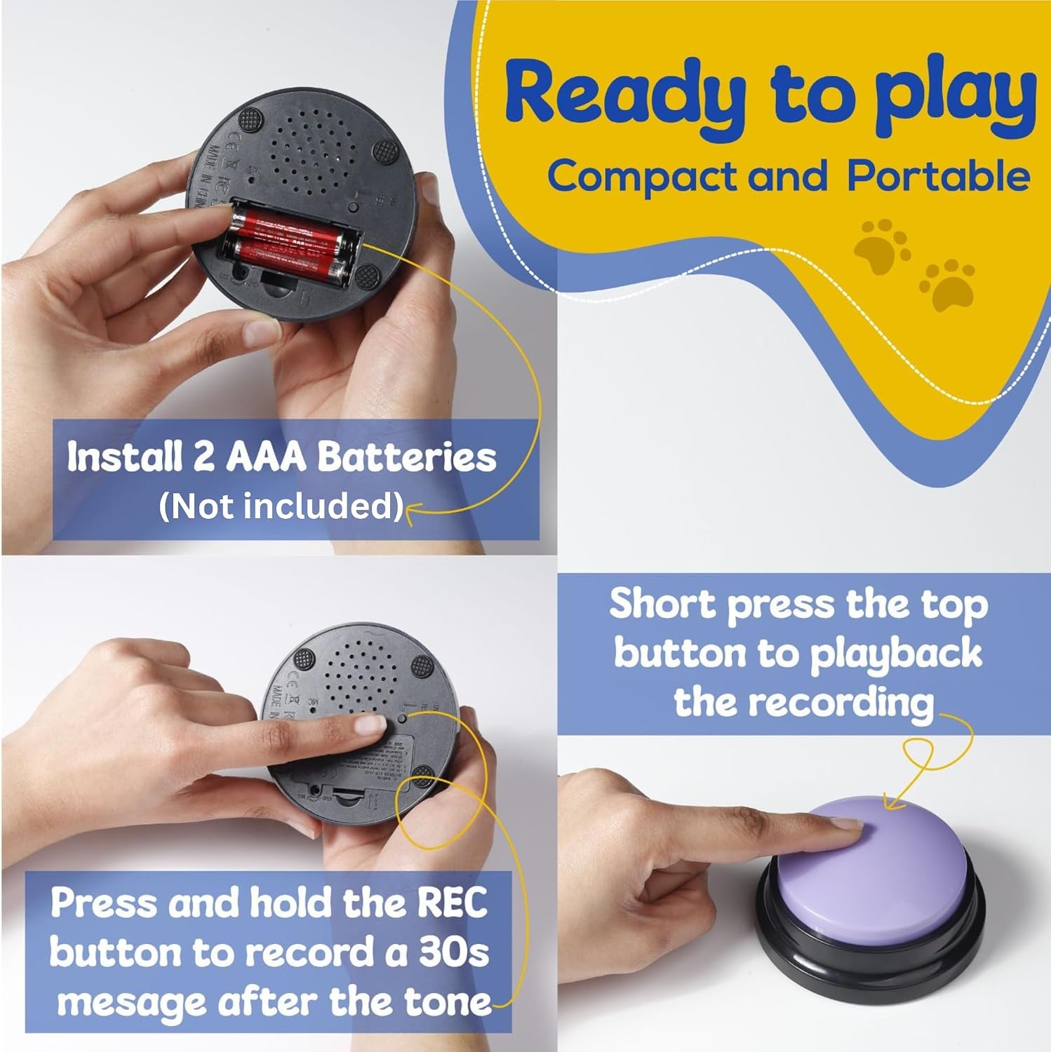 Dog Buttons for Communication, Dog Talking Buttons Starter Set with 8 Recordable Voice Buttons, Non-Slip Mat & Clicker, Dog Training Buttons That Talk, Pet Communication Buttons
