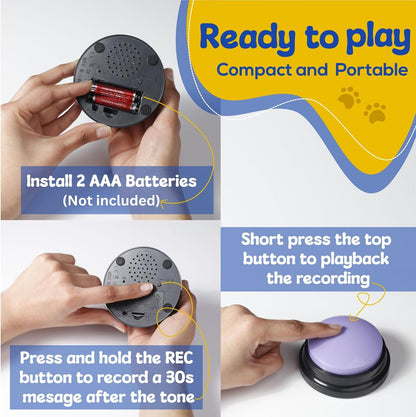 Dog Buttons for Communication, Dog Talking Buttons Starter Set with 8 Recordable Voice Buttons, Non-Slip Mat & Clicker, Dog Training Buttons That Talk, Pet Communication Buttons