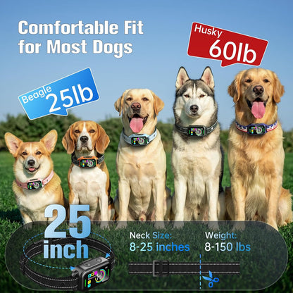 Dog Bark Collar for Large Medium Small Dogs | IP67 Waterproof 8-Level Sensitivity - Slate Black