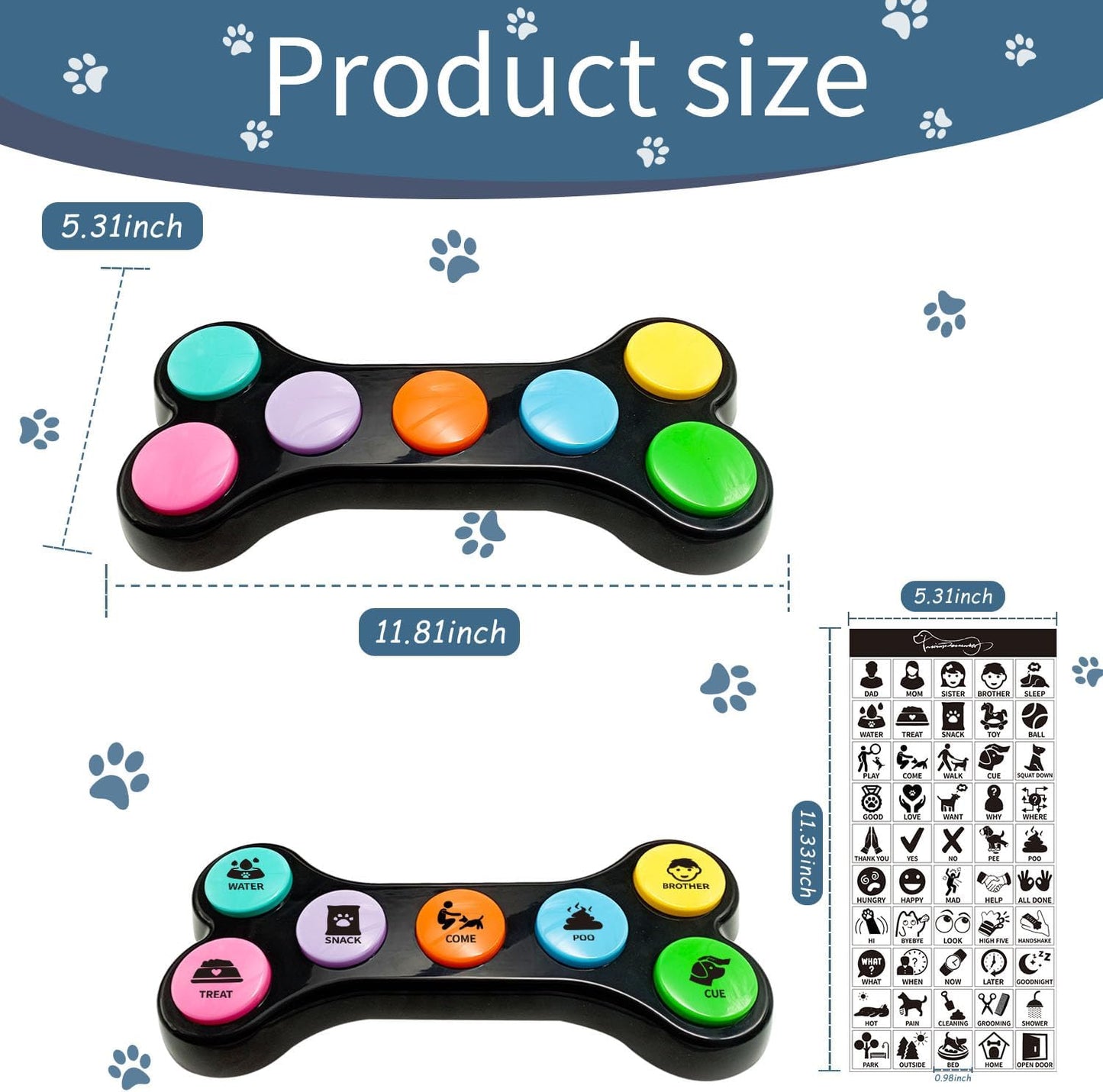 Dog Buttons for Communication with Sticker,7 in 1 Voice Recording Button,Dog Talking Buttons,Pet Buttons,Dog Training & Behavior Aids,Train Your Dog to Voice What They Want
