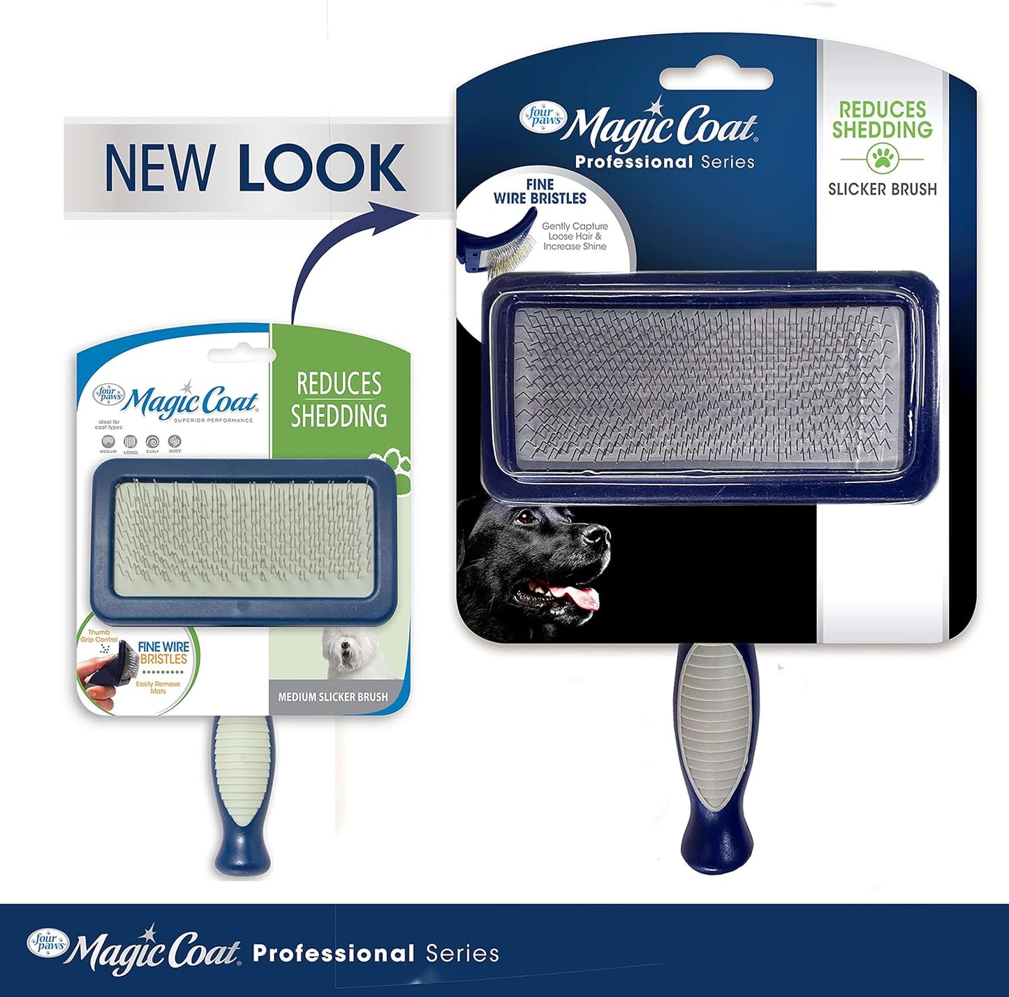 Magic Coat Professional Series Grooming Brush for Dogs & Cats, Reduces Shedding, Stimulates Coat'S Natural Oils, Ergonomic Design, Ideal for Medium, Long, Curly, and Wiry Coats | Reduces Shedding, Fine Wire Bristle Dog Brush, Captures Loose Hair & Increas