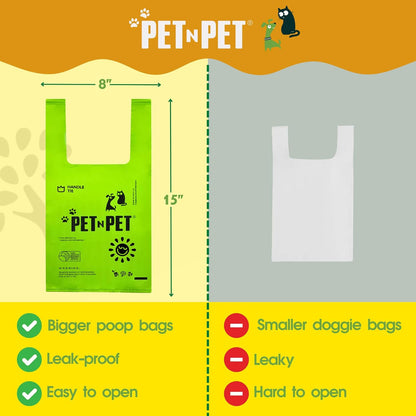 200 Counts Unscented Dog Poop Bags with Tie Handles, 41% Plant Based & 59% PE Poop Bags for Dogs, Extra-Thick Doggie Poo Bag, Pet Waste Bag