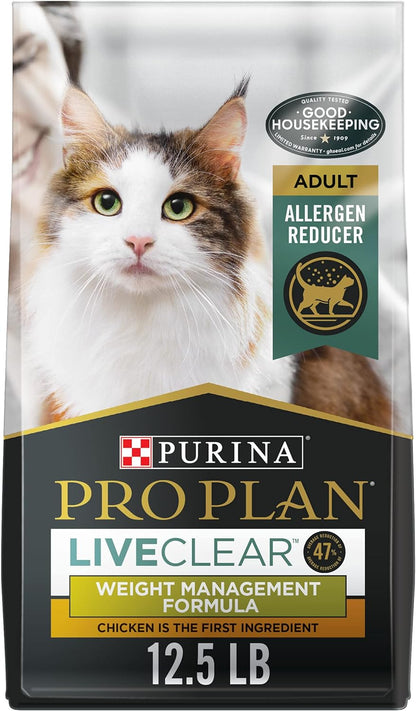 Purina Pro Plan Live Clear Cat Food Weight Management and Cat Allergen Reducer Chicken and Rice Formula - 12.5 Lb. Bag