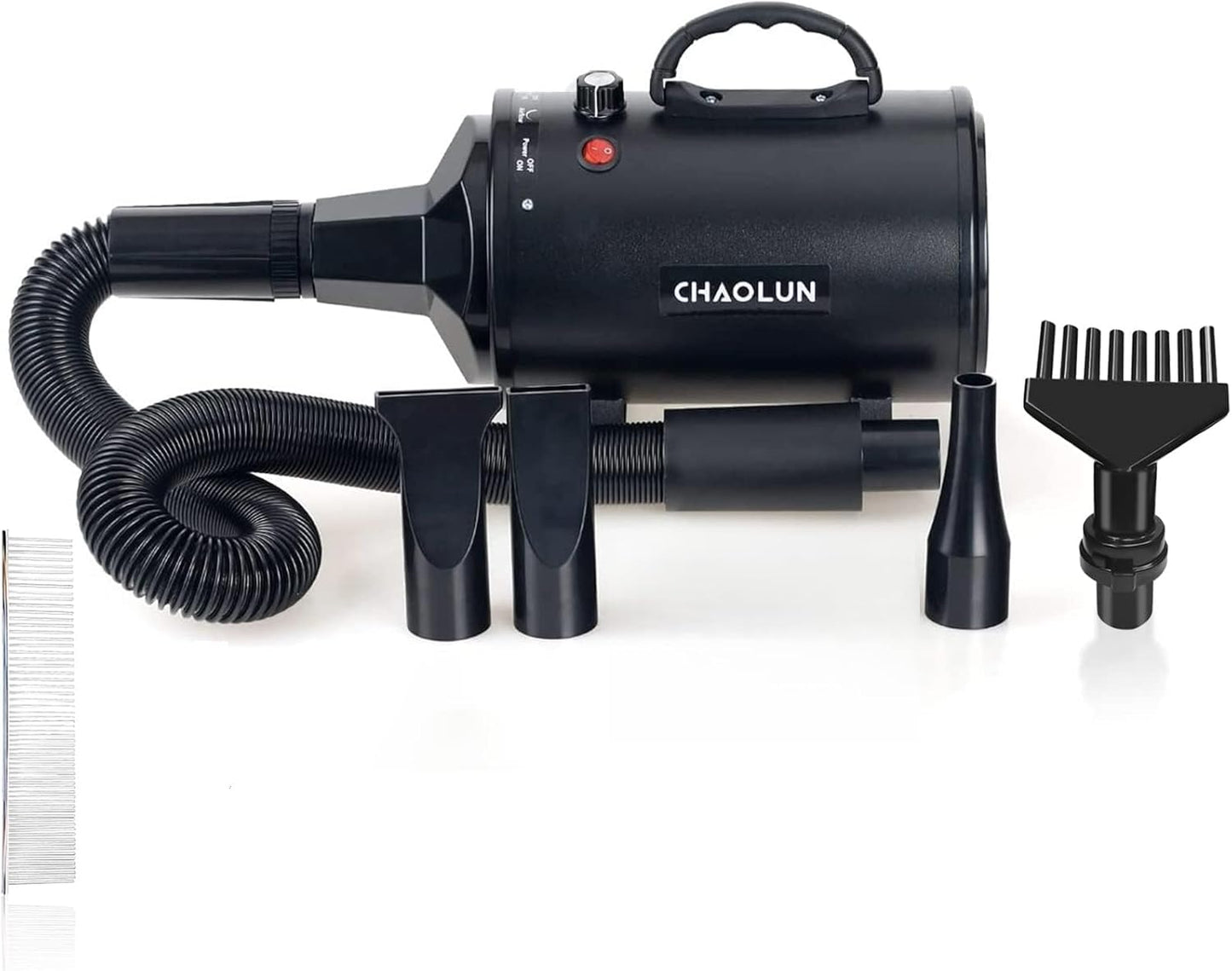 High Velocity Dog Grooming Dryer, Pet Blow Dryer with Heater, Black