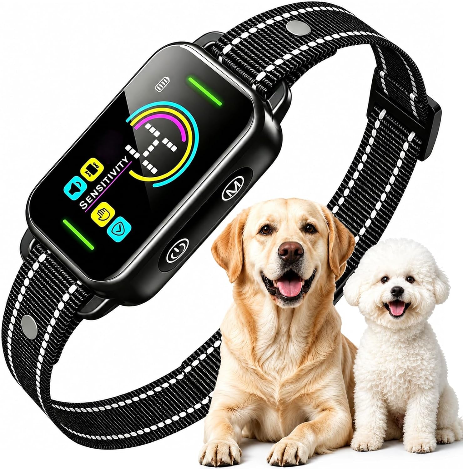 Dog Bark Collar for Large Medium Small Dogs | IP67 Waterproof 8-Level Sensitivity - Slate Black