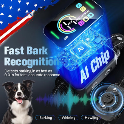 Dog Bark Collar for Large Medium Small Dogs | IP67 Waterproof 8-Level Sensitivity - Slate Black