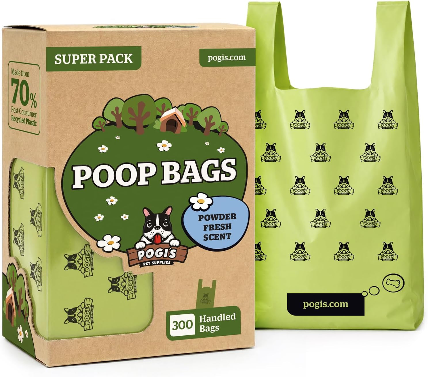 Pogi’S Dog Poop Bags with Handles – Extra-Thick, Leak-Proof, Large, Fresh Scent, 300-Count