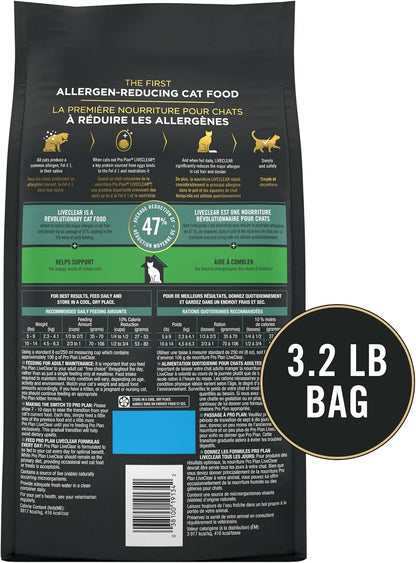 Purina Pro Plan Indoor Cat Food Liveclear Cat Allergen Reducing Turkey and Rice Formula - 3.2 Lb.