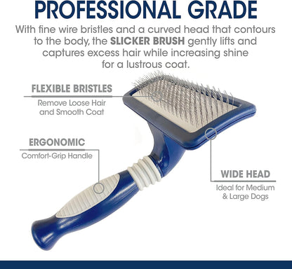 Magic Coat Professional Series Grooming Brush for Dogs & Cats, Reduces Shedding, Stimulates Coat'S Natural Oils, Ergonomic Design, Ideal for Medium, Long, Curly, and Wiry Coats | Reduces Shedding, Fine Wire Bristle Dog Brush, Captures Loose Hair & Increas