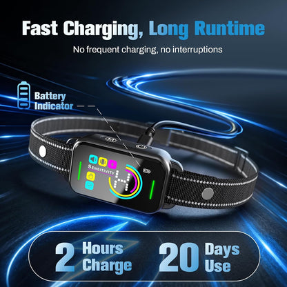 Dog Bark Collar for Large Medium Small Dogs | IP67 Waterproof 8-Level Sensitivity - Slate Black